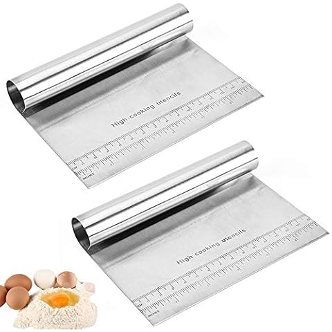 Lezed Küche Spachtel Schaber aus Edelstahl Teigschaber Teigkarten Gemüseschaufel Kuchen und Pizza Cutter Teigschaber Profi Teigschneider Löffel Schaber Küchenspatel Cover