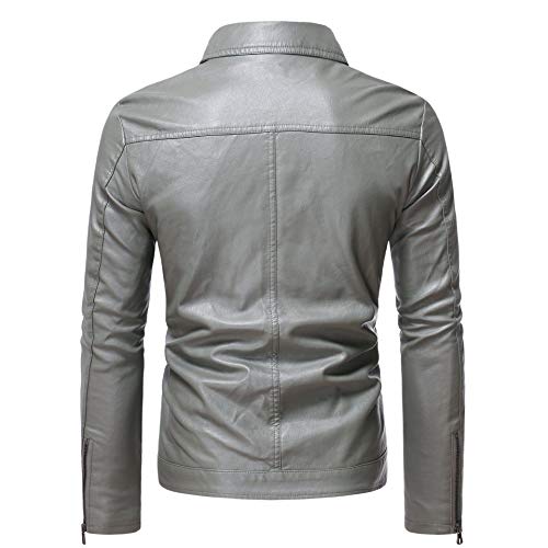 CNSTORE Jaqueta masculina Casacode couro masculina slim fit colarinho PU jaqueta de motocicleta leve
