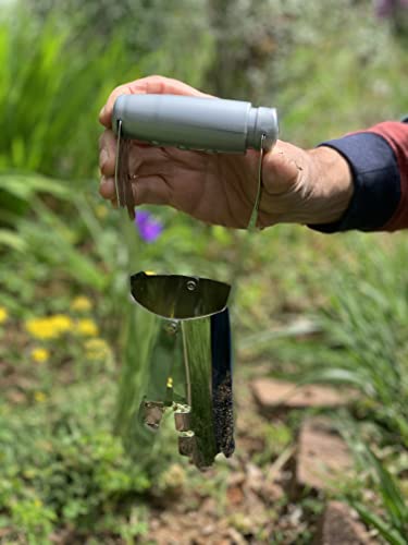 Bert's Garden Bulb Planter Durable Steel With Chrome Plated Finish And Depth Measurements On The Side, Easy Soil- Release, Plant Tulips, Daffodils And Transplant Seedlings #TOP3