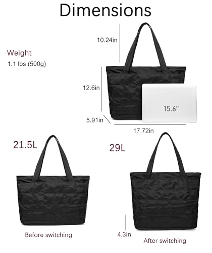 Tote Bag for Women Lightweight Quilted Shoulder Bag With Zipper for Work Travel Gym, Expandable Handbag3