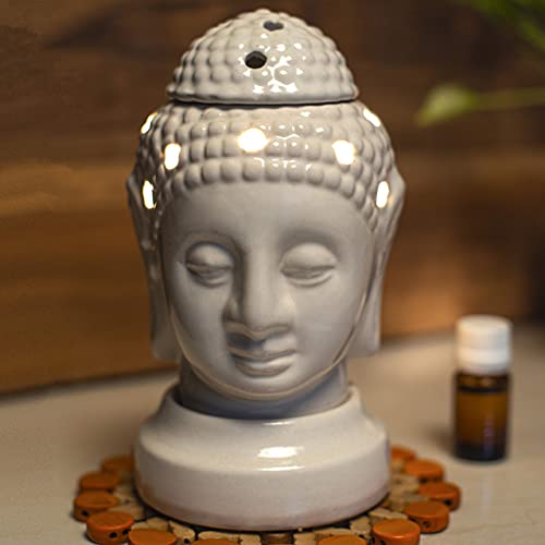Image of HS HINDUSTANI SAUDAGAR Calm Bodhi Ceramic Aroma diffusers Electric Oil Camphor Burner for Home Essentials Oils Kapoor dani for Office Meditation Bedroom Ideal for Aromatherapy decor and Gift.