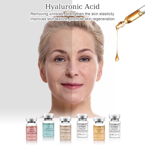 Veerlogix Stem Cell Serum for Face Ampoules, Hyaluronic Acid Essence for Skin Care, Improves Skin Radiance Hydrating Skin-Firming Anti-Aging, 0.27oz 6 Vials