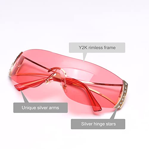 Wrap Around Y2K Sunglasses for Women Men Shield Flat Top Sunglasses Futuristic Frameless Gradient Lens Sun Glasses3