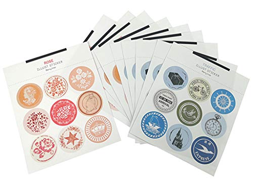 Kinteshun Retro Patterns Sealing Sticker,Self-adhensive DIY Decorative Gift Packing Wrapping Envelope Seals Baking Label Paster Decals Sticker(20 Sheets,180pcs) - Thumbnail 5