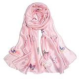 NaSoPerfect Silk Feeling Scarf Large Headscarf Fashion Butterfly Pattern Hair Wraps Soft Neck Scarve