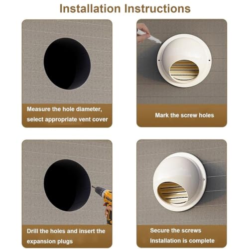 Grille d'aération extérieur rond en acier inoxydable durable beige - 6