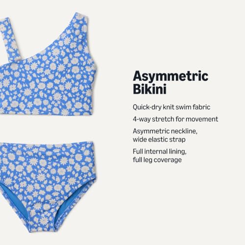 Image of Amazon Essentials Girls' One Shoulder Two-Piece Bikini Swim Set, Slim Fit