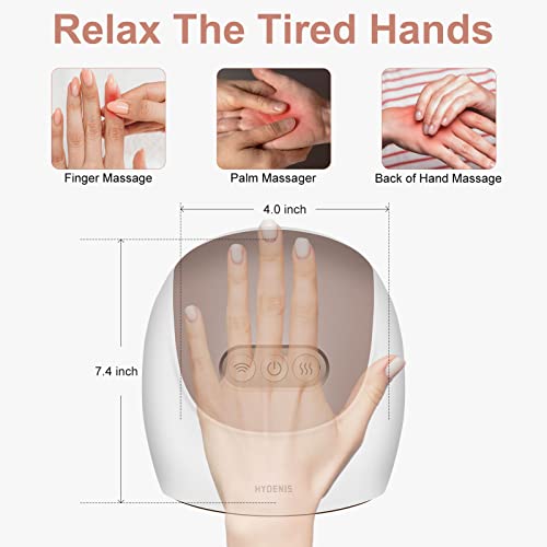 Hydenis Electric Hand Massager, Cordless Hand Massager With Heat And Compression, Rechargeable Finger Massager Machine, Wireless Mini Hand Massager For Arthritis, Pain Relief, Gifts For Women #TOP2