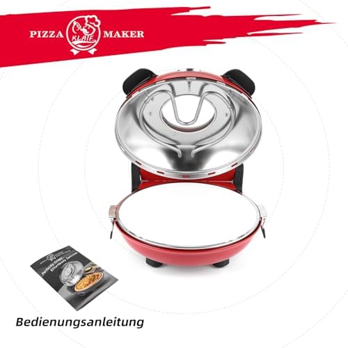 Bild 3 - KLAIF Elektrischer Pizzaofen für die Arbeitsplatte mit 31 cm Keramikstein, zwei einstellbare Temperaturregler, 420 °C, 1200 Watt, LM-Rot