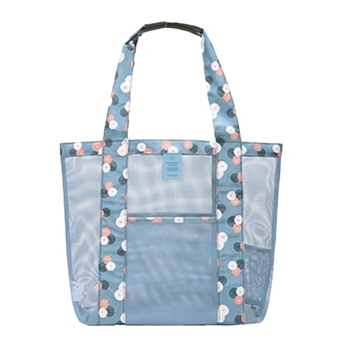 Seyrnicay Bolsa de malla para playa, bolsa de malla para hombro, bolsa de playa grande de malla, bolsa de piscina de malla para vacaciones, natación y picnic, Blue, Refer to description