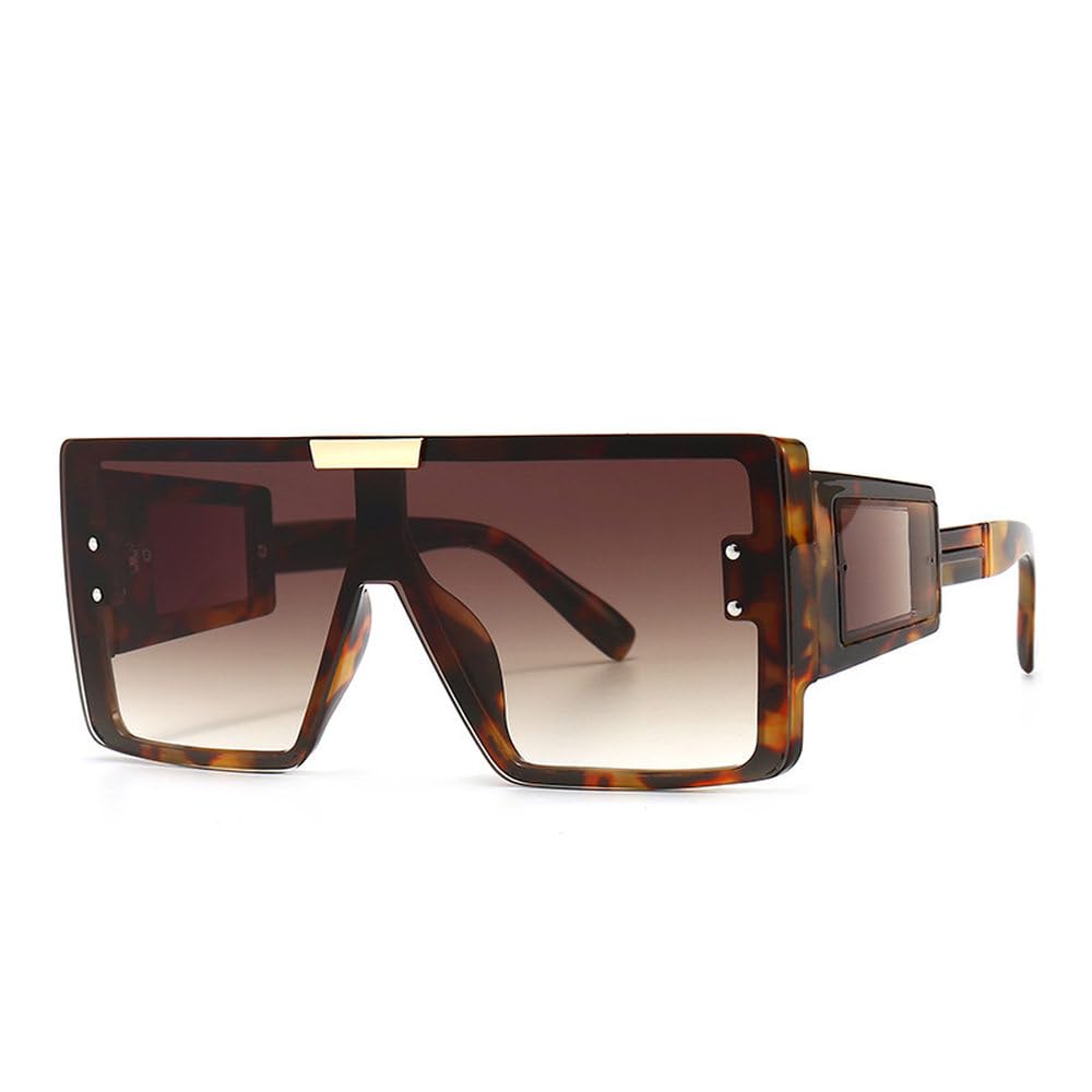 XYXZYX Visor Sunglasses Women Men Oversized Windproof Punk Glasses Big Frame Goggles Shades Sport UV400(Leopard)
