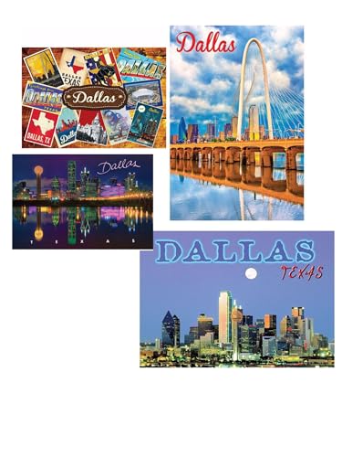 Lunch Money Dallas Texas Postcard Set, 4 Pack, 5x7 Inches, Assorted Photos of Dallas Attractions and Locations