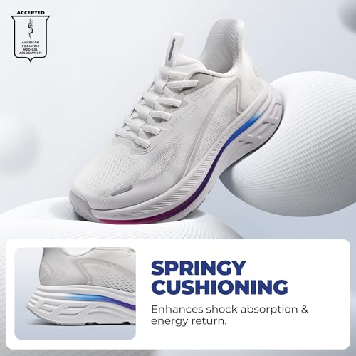 Allswifit Women's Slip On Walking Shoes Hands-Free Cushion Running Tennis Shoes Non-Slip Comfortable Workout Gym Sports Athletic Fashion Sneakers Activebreeze2.0,Size 6,White,Sars26001W - 5