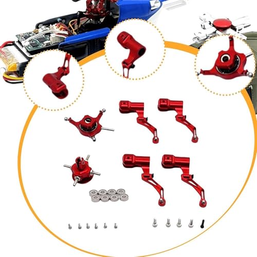 DYNWAVE RC Helicopter Cross Plate Set Aluminum with Bearing Lightweight Spare Part RC Aircraft Accessories for K124 K170, Red