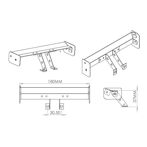 Aluminium Alloy Tail Spoiler Wing For Tamiya Tt-01 Tt-01E Tt-02 Hsp 94123 1/10 Rc On Road Racing Drift Car #TOP2