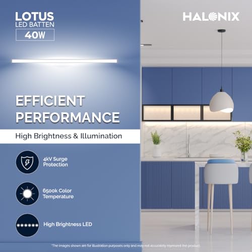 Image of Halonix 40W Led Batten /Led Tubelight | 4-ft LED Batten for Living Room & Bedroom | Cool White light| Pack of 1