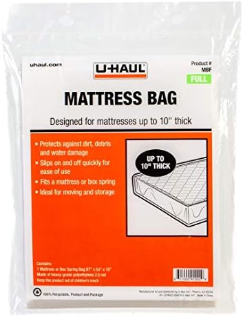 U-Haul Standard Full Mattress Bag – Moving & Storage Cover for Mattress or Box Spring – 87” x 54” x 10”