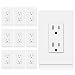 [10 Pack] BESTTEN Decorator Wall Receptacle Outlet, Decorative Screwless Wall Plate Included, Non-Tamper-Resistant, 15A/125V/1875W, Grounding, for Residential and Commercial, UL Listed, White