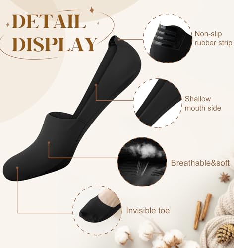 YSense 8 Pairs Thin No Show Socks Womens Low Cut Liner Non Slip Invisible Flat Loafer Socks3
