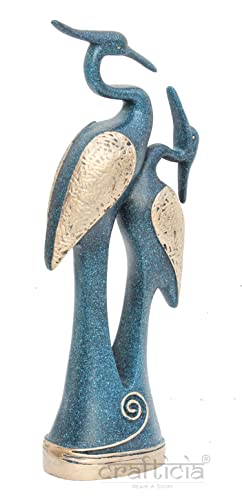 Image of Resin Kissing Swan Duck Pair Showpiece Love Birds Crane Figurine for Home Decor (11X35 cm, Blue)