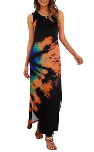 Image of Hount Women's Casual Summer Sleeveless Dress Loose Split Maxi Dresses with Pockets