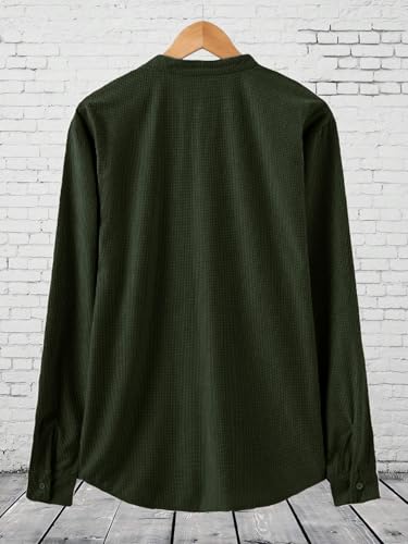 Image of Noble Monk Men Polycotton Solid Regular Kurta || Casual Plain Stylish Shirt for Man || Full Sleeve Band Collar Tshirt for Men || Casual Wear Tshirt for Man