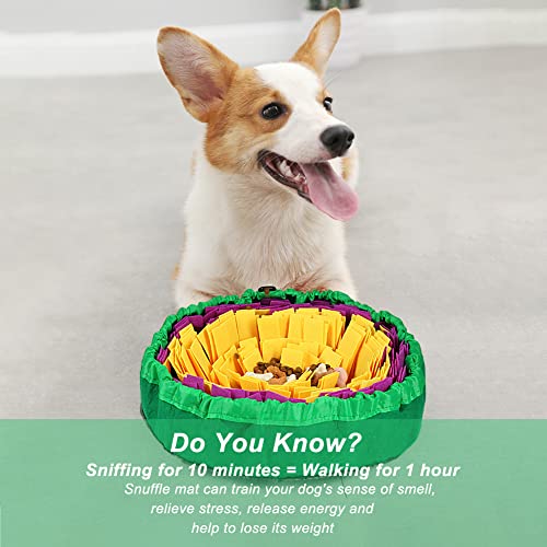 Vivifying Schnüffelmatte für Hunde, langlebige Schnüffelmatte, waschbar, interaktives Spielspielzeug für große Hunde und Welpen (Gelb / Lila)
