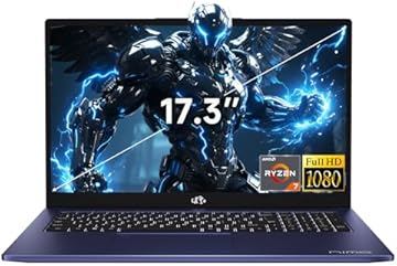2025 Gaming-Laptop, 17 Inch AMD Ryzen 7 7735HS (8C/16T, Beats i7-12650H) 16GB DDR5 RAM 512GB SSD Business Computer with Radeon 680M, 100W Type-C, WiFi-6E, 58Wh Battery, Fingerprint, Backilt KB