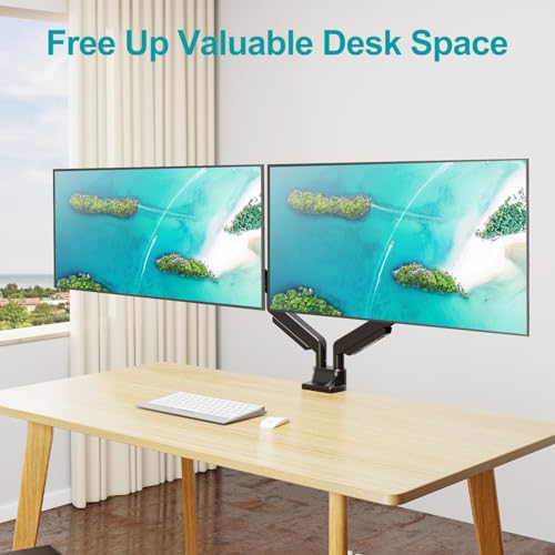 Image of MOUNT PRO Dual Monitor Stand for Max 43 Inch Ultrawide Computer Screen, Premium Aluminum Heavy Duty Monitor Arm Holds 6.6lbs to 33lbs, Gas Spring Full Motion Display Desk Stand, VESA Mount
