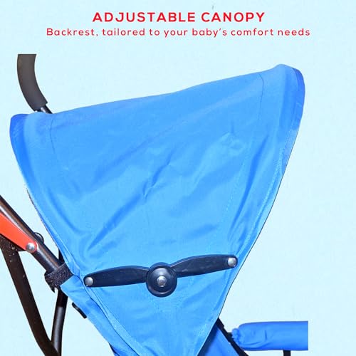 Image of Safe-O-Kid Trekker Safe Pram /Buggy (0-4 Years) with 1 Year Warranty (Model - 2024), Foldable /Portable, Light Weight Stroller for Baby /Kids with Metal Non-Slip Buggy /Pram Clips, Blue