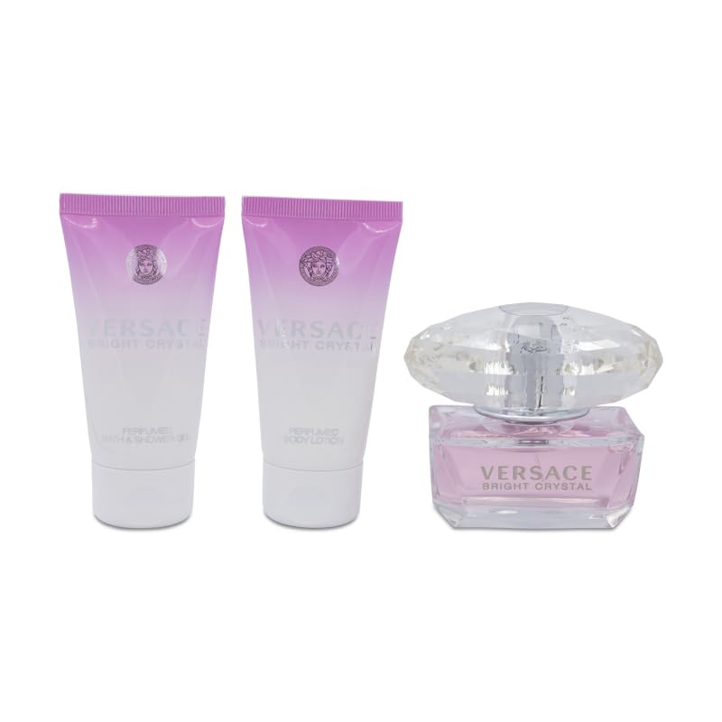 Versace Bright Crystal EDT 50ML + SG 50ML + BL 50M, Transparent - Image 3