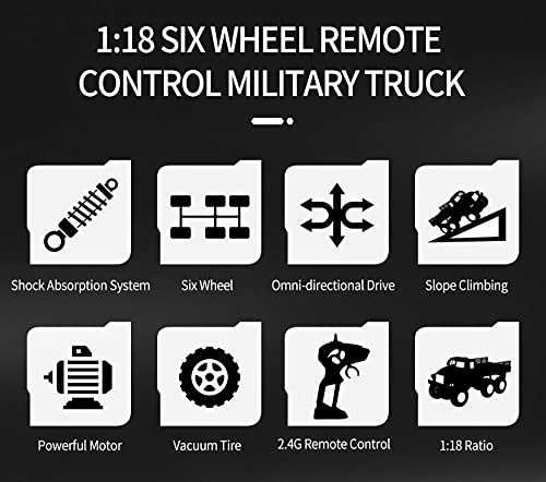 Image of Magicwand 1:16 Scale R /C Rechargeable 4 Wheel Drive Off-Road US Military Truck with LED Headlights【Pack of 1】【Military or Brown】