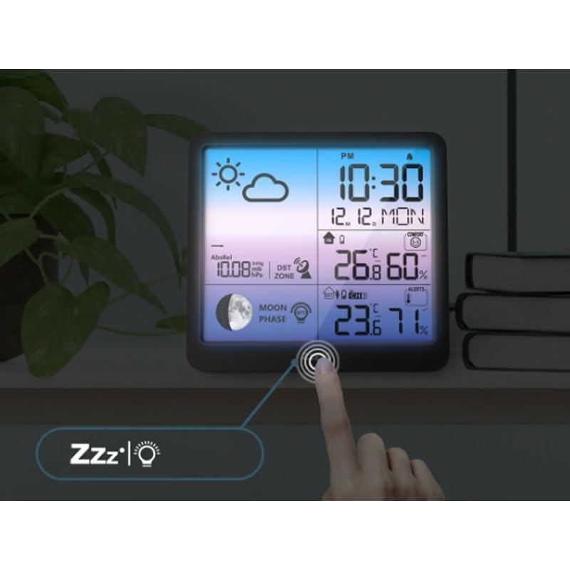 ABS Electronics LED Color Screen Weather Forecast Clock Multifunctional