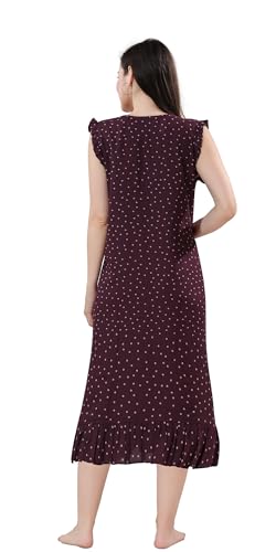 Image of Women's Viscose Blend Comfort Short Nighty with Side Pockets | Soft Printed Short Night Dress for Everyday Wear | Easy to Wear (CS5001)