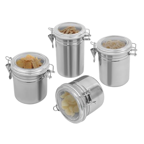 Bdneygtyr Edelstahl Dosen Set 4-teilig, Luftdichte Vorratsdosen Aufbewahrungsdose für Kaffee & Tee (575-1300ml), Metalldosen mit Deckel für Aromaschutz und Küchenorganisation