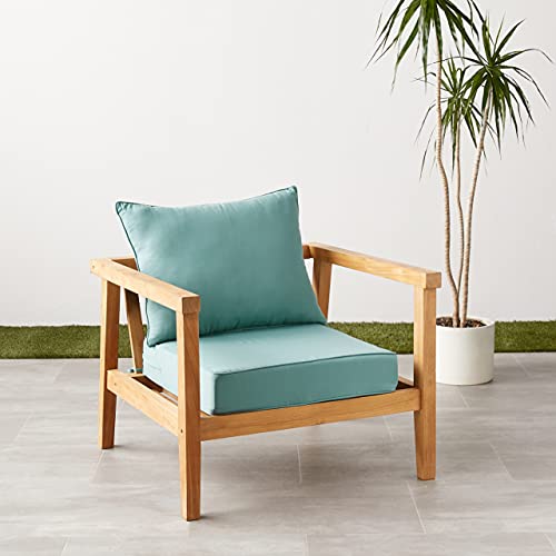 Amazon Basics Deep Seat Outdoor Patio Seat And Back Cushion Set 25 X 25 X 5 Inches And 28 X 22 X 5 Inches, Cyan Blue #TOP6