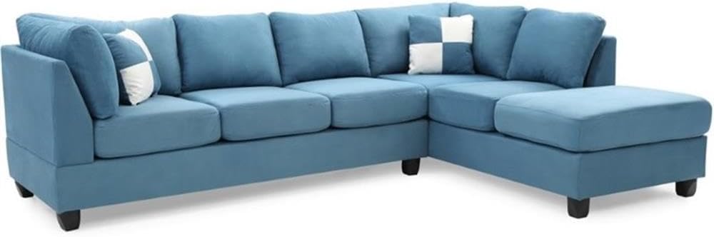 Glory Furniture Malone Microsuede Sectional in Navy Blue