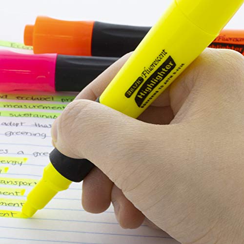 Bazic Highlighter Yellow Color Desk Style, Soft Grip Chisel Tip Broad Fine Line Highlighters, Unscented Coloring Marker (3/Pack), 1-Pack #TOP2