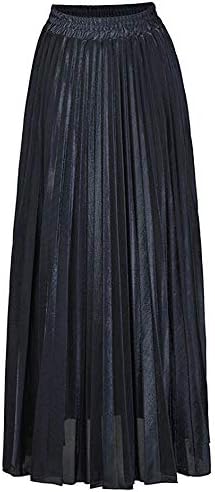LA HUATE Gonna Lunga Estiva A Pieghe Metallizzata Da Donna, Gonna Lunga Estiva A Pieghe Metallizzata Da Donna Gonna Lunga Da Spiaggia Gonna Midi In Raso Lucido Oro M 103991843