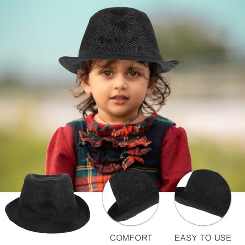 GALPADA 3pcs Black Felt Top Hat for Kids, Magician Hat，Costume, Coachman for Cosplay, Stage Performance Funny Party2