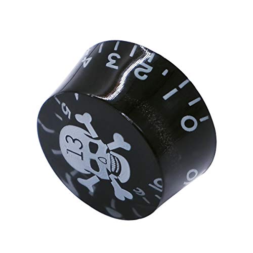 Mxuteuk 4Pcs Skull Electric Guitar Knob Bass Top Hat Knobs Speed Volume Tone Amp Effect Pedal Control Knobs Black With White Knob-S12 #TOP2
