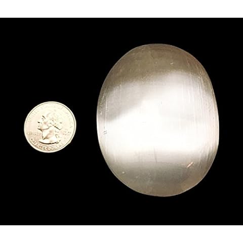 Selenite Palm Worry Stone, Reiki - Chakra - Crystal Healing Cover