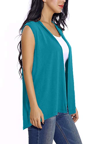 Women's Sleeveless Open Front Cardigan Vest Lightweight Cool Coat (XL, Teal)