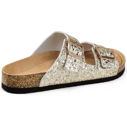 Image of Torotto Kids Sandals Boys Girls Slide Summer Non-slip Cork Glitter Toddler Slippers with Adjustable Straps for Indoor & Outdoor