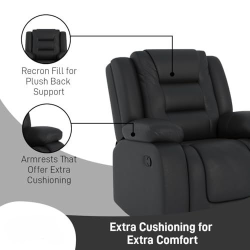 Image of Amazon Brand - Solimo Fraklin | Single Seater Sofa Recliner | Manual Recliner (Leatherette Black)