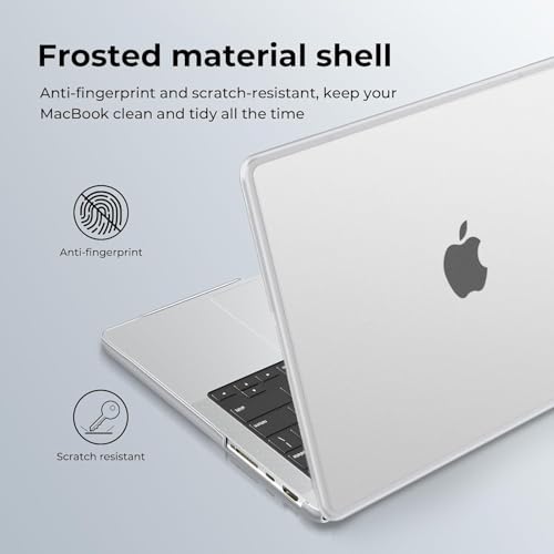 Image of Meyaar Anti-Cracking Hard Shell Case Compatible with MacBook Air 13.6 inch M4 A3240 M3 A3113 M2 A2681 with Touch ID,2025 Release,M2 M3 M4 Air 13 Anti-Fingerprint Soft TPU Bumper(Frosted White)