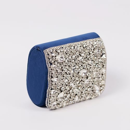 Image of THE TAN CLAN Kavya Beige Flap Over Bag Clutch Purses Luxury Evening Handbags with Handle