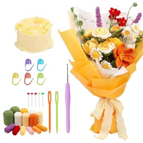 Kit de crochet fleur débutant pour adulte avec tutoriel art artisanat