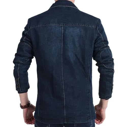 Men's Suit Western Denim Suit Business Casual Trend Fashionable Loose Solid Denim Suit Jacket3