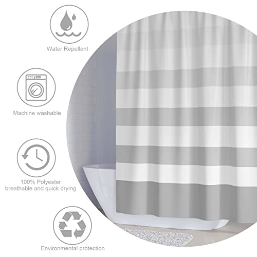 Ykubot Highline Stripe Shower Curtain Water Repellent Shower Curtain Set For Bathroom, 72-Inch X 72-Inch, Contemporary Gradient Horizontal Stripes [Grey] #TOP5